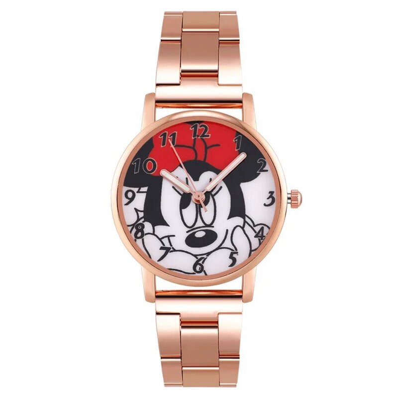 Nowy Mickey Minnie Cartoon zegarki dla dzieci ze stali nierdzewnej kwarcowy zegarek dla dzieci kobiety chłopiec dziewczyna Wrist Watch uroczy prezent urodzinowy zegar