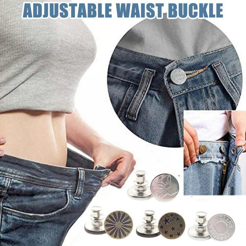 Botões de cintura destacável para jeans, extensores de roupas, sem costura, ajustável, calças acessório, S W8A9, 1pc