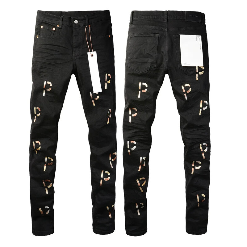 Ungu ROCA merek Jeans Fashion kualitas tinggi dicap huruf perbaikan rendah naik celana Denim kurus 28-40 ukuran