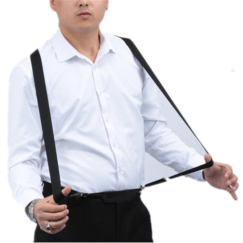 25mm Wide Men Suspenders High Elastic Adjustable 4 Strong Clips Suspender Heavy Duty X Back Trousers Braces Accessories Hot