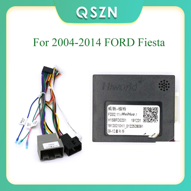 QSZN-Cables de cableado de Radio de coche, caja Canbus doble para DVD para FORD Fiesta 2004-2014