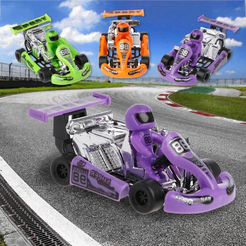 Coche en miniatura aleación Go-Kart, juego carreras, vehículo deportivo, motor plástico, juguete extraíble, envío