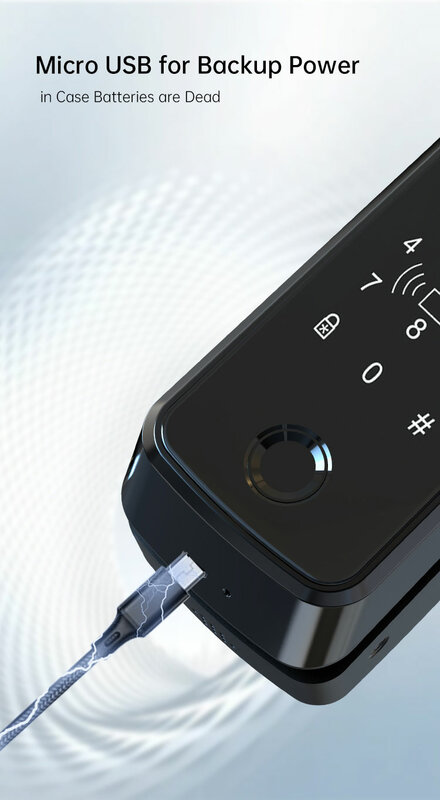 Nuovo arrivo senza fori porta scorrevole in vetro Smart Lock Electronic Passcode NFC Fingerprint Glass Door Lock