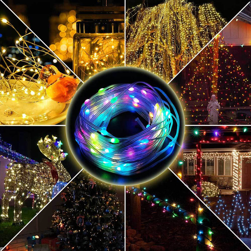 LED Bluetooth String Fairy Lights Dream color RGBIC Addressable Party Christmas Holiday Lights Wedding Decoration Garland
