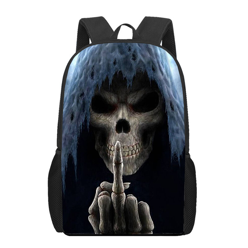 Школьная сумка для мальчиков и девочек, Детский Повседневный ранец на плечо с принтом скелета, с принтом ужасов и мрачных Жнецов