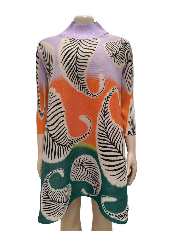 Sommer elegante afrikanische Frauen 3/4 Ärmel Polyester Druck Plissee Kleid Dashiki afrikanische Kleidung afrikanische Kleider für Frauen