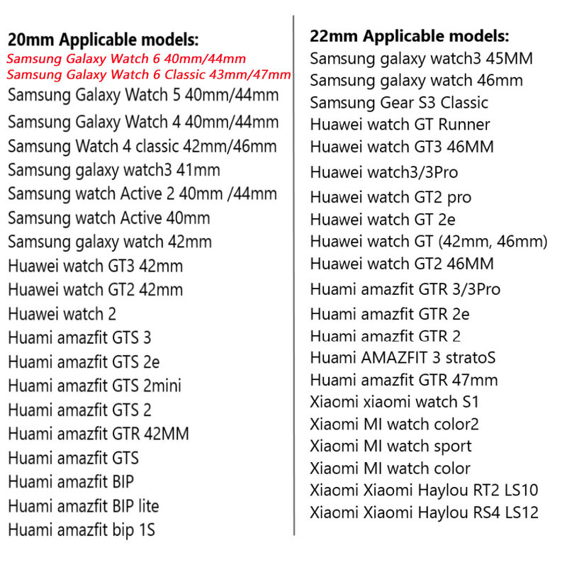 Correa de silicona de 20mm/22mm para Samsung Galaxy Watch 4 Classic/42mm/46mm/Gear S3/Active 2, pulsera Huawei Watch GT2 /2/2E/Pro