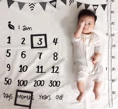 Selimut Tonggak Pertumbuhan Bulanan Bayi Baru Lahir Aksesori Fotografi untuk Karpet Bayi Laki-laki Perempuan Properti Fotografi Kain Latar Belakang