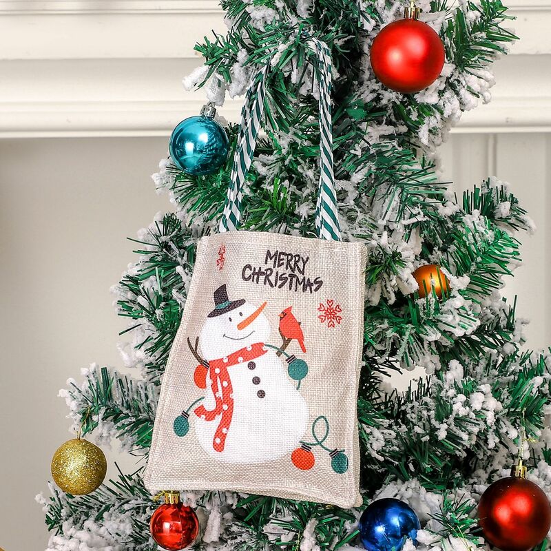Nieuwe Kerst Cadeau Snoepzak Santa Claus Sneeuwpop Handtas Feestdecoratie