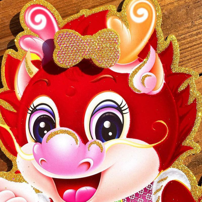 Dekorasi pintu Tahun Baru Cina, Tahun Baru Cina 2024, tiga dimensi dekorasi zodiak, kartun, cetak dua sisi, dekorasi Tahun Baru