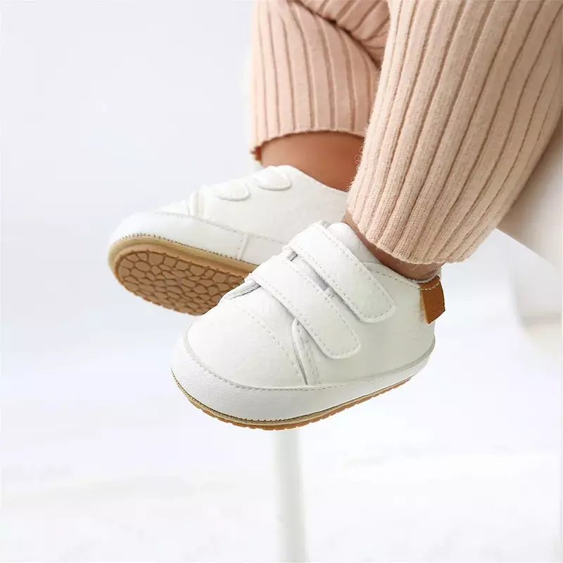 2024 Unisex Baby Boys Girls High-Top Ankle Sneakers Soft Rubber Sole Infant Crib Shoes Toddler First Walkers