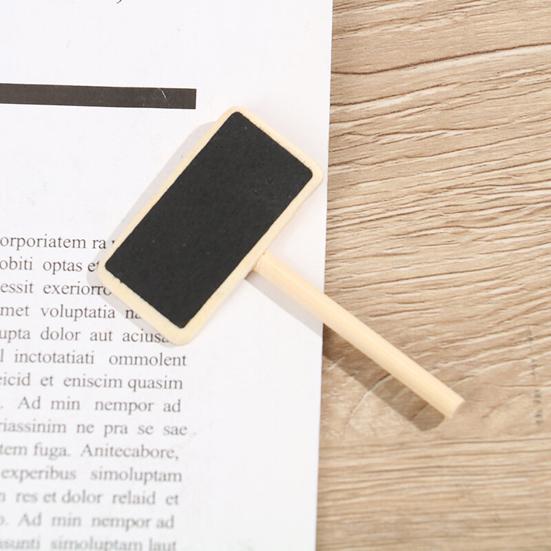 Mini quadro-negro Madeira Mensagem Slate, Clipe Retangular, Painel Clip, Cartão Memos Label, 50