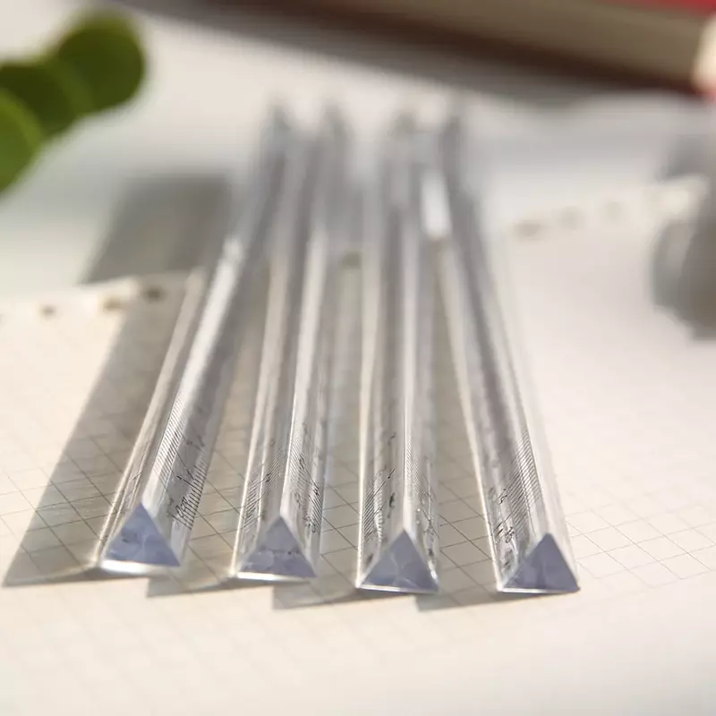 Règle droite triangulaire transparente simple, outils Kawaii, dessin animé, cadeau de bureau, mesure scolaire, 15cm, 20 cm