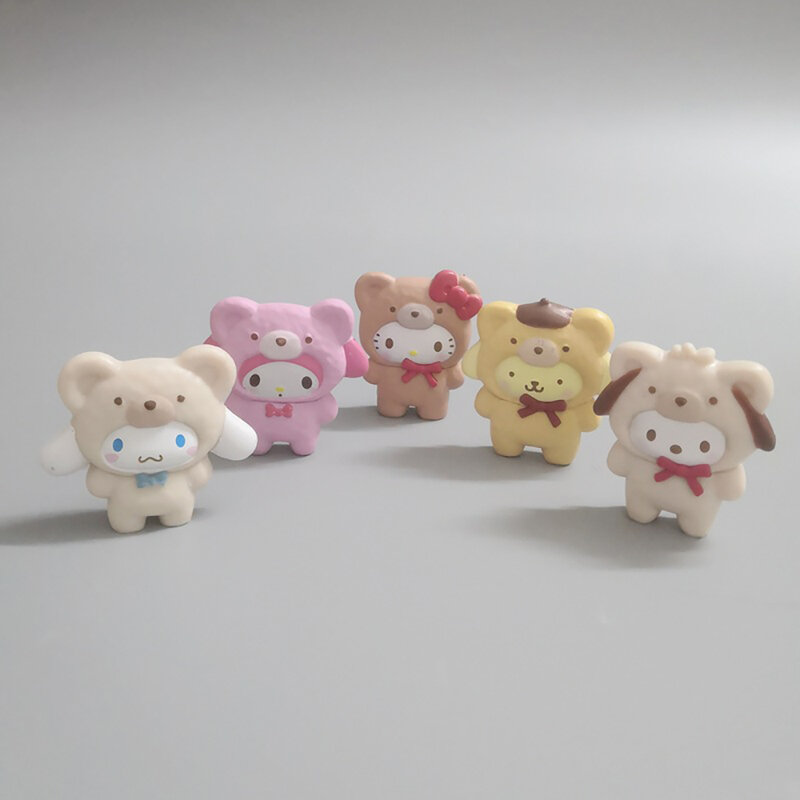 Sanrio Hello Kitty Figura Anime, Mini Figurinhas, Brinquedos Colecionáveis, Presentes, Cinnamoroll, Melody, Pachacco, Pom Purin, Kuromi, 5cm