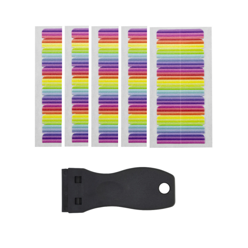 Plastic Razor Scraper Kit with 60 Tabs Hair Extension Tape Adhesive Replacement Salon Barber Sticker Label Removal Scraper Tool