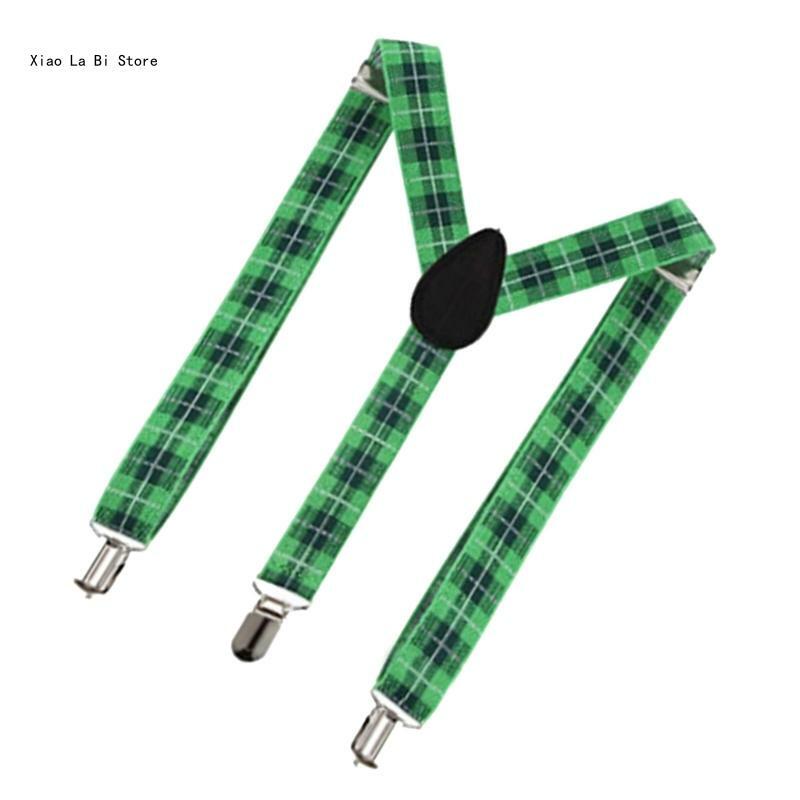 Green Braces Shamrock Suspender Braces SaintPatrick Day Celebration Accessories XXFD