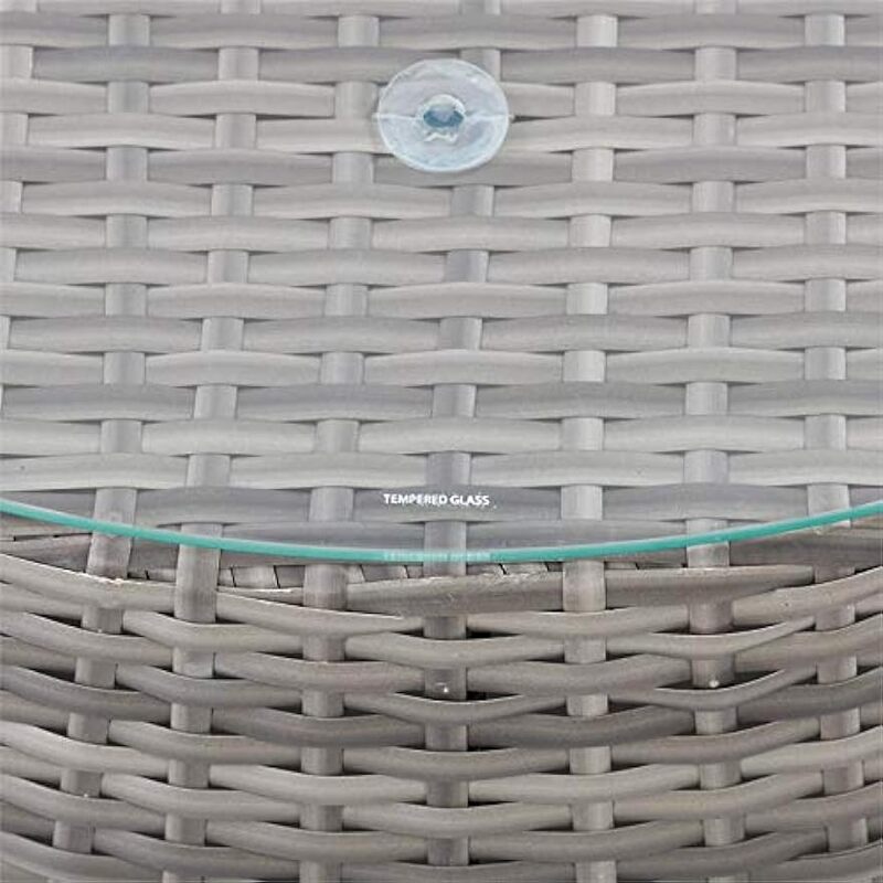 Parksville Blended Gray Woven/rotan bulat meja teras dengan atasan kaca