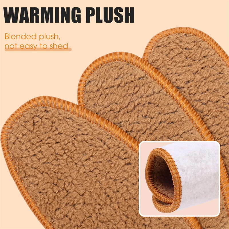2 Pair Winter Warmer Self-Heated Insoles Feet Massage Thermal Thicken Wool Insole Outdoor Sports Ski Warm Shoes Pads Accessories