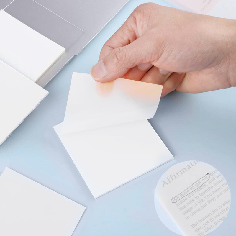 50 pçs pegajoso transparente nota almofadas impermeável auto-adesivo memorando bloco de notas material de escritório da escola papelaria