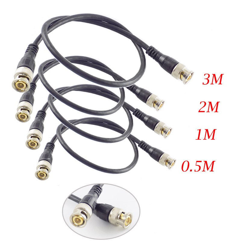 Adaptador BNC macho a macho, Cable de doble cabezal, línea de conector BNC, Cable Pigtail para accesorios de cámara CCTV