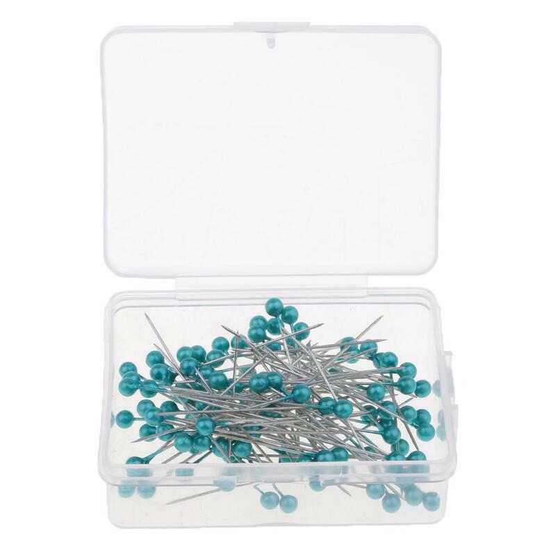 5x100 buah pin kepala mutiara multiwarna untuk DIY komponen perhiasan Azure
