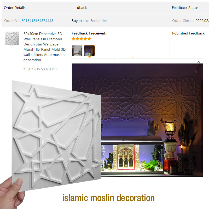 12 Buah 30Cm Slamic Muslim 3D Stiker Dinding Dekorasi Kamar Bulan Bintang Masjid 3D Panel Dinding Wallpaper Mural Cetakan Ubin Dinding Arab