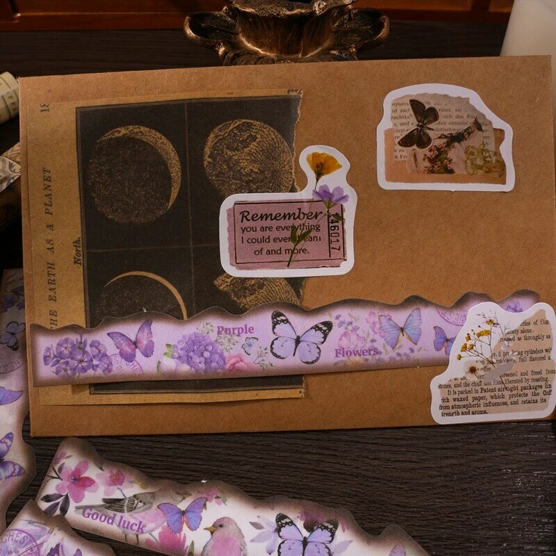 Pegatina washi de papel de mensaje retro, Serie de alas quemadas, 12 paquetes por lote