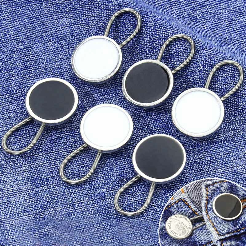 Metal Elastic Collar Extensores, Extensores de botão para camisa Calças Casaco Colares, Expansor de cintura de costura livre, 10mm