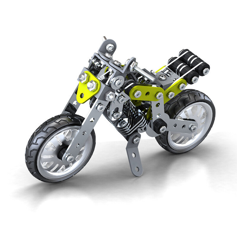 Bloques de construcción de motocicleta ensamblados de Metal para niños, tornillos y tuercas de juguete, modelo mecánico de calle 3D, caja de regalo para niños