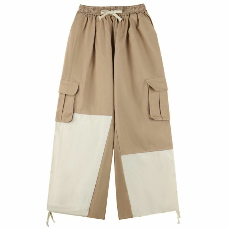 Весна-Осень 2024, модные повседневные свободные универсальные брюки в стиле ретро с высокой талией, мужские прямые брюки с контрастными карманами