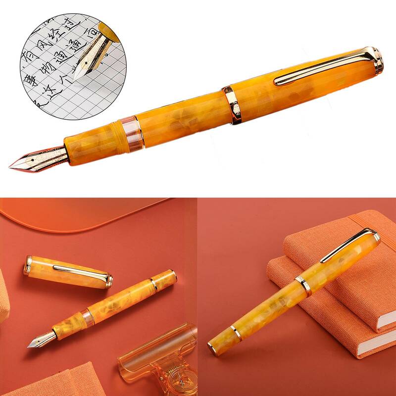 14-dian-Stylo plume N1S à piston en résine acrylique, calligraphie exquise, stylos rétro pour étudiants, affaires, bureau, cadeau, plume EF 0.5mm