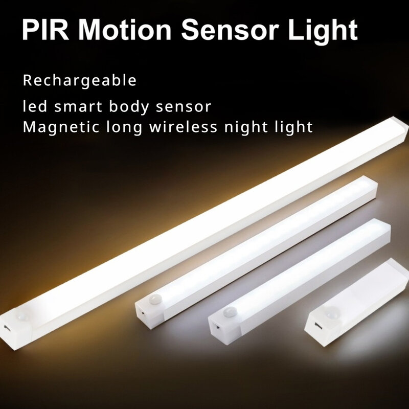 PIR Motion Sensor LED Cabinet Light USB Charging Sensor Night Light Wardrobe Hallway Wireless Portable Detector Light Wall Lamp