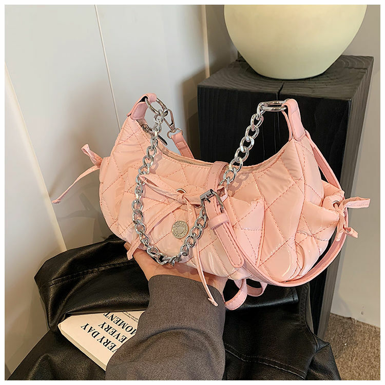 JIAERDI Harajuku Pink Soft Messenger Bag Women Fairycore Aesthetic Chain Canvas Shoulder Bags Female Hot Girls Y2k Handbag 2024