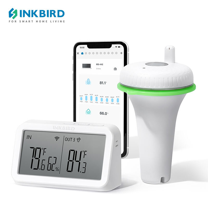 INKBIRD-Termômetro Piscina Flutuante, Wi-Fi Gateway, Temperatura Digital Sem Fio, Monitor de Umidade para Lagoas, IBS-M2, 2nd-Gen