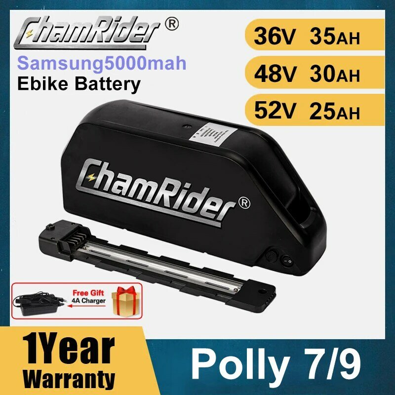 ChamRider 48V 36V 52V baterai sepeda 20ah Polly DP-9 40A BMS 18650 sel 500W 750W 1000W 1500 Pak litium sepeda listrik