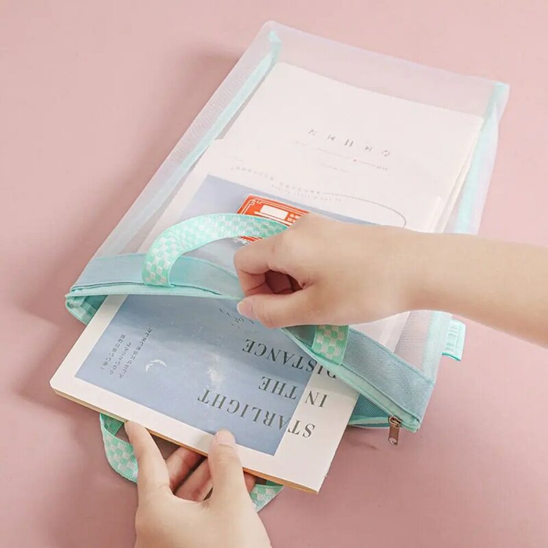 Минималистичные мешки для хранения канцелярские принадлежности для учеников для домашнего задания бумажная папка на молнии сумка для хранения документов сетчатые папки A4 для файлов