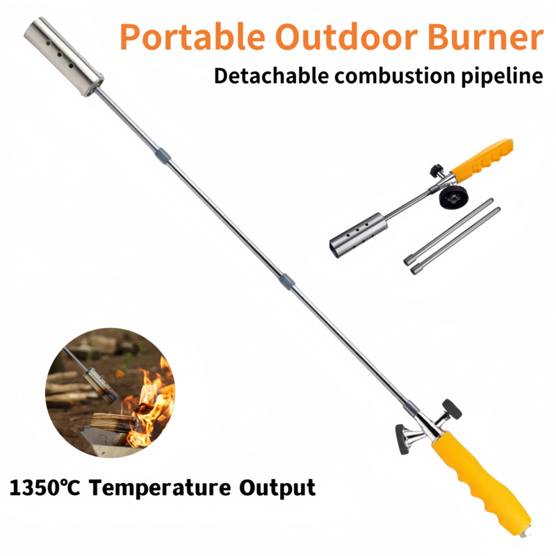 Portable Butane Gas torch, Professional Portable Torch with Detachable Combustion Pipeline, Outdoor Igniter, Grass Burning Gun.