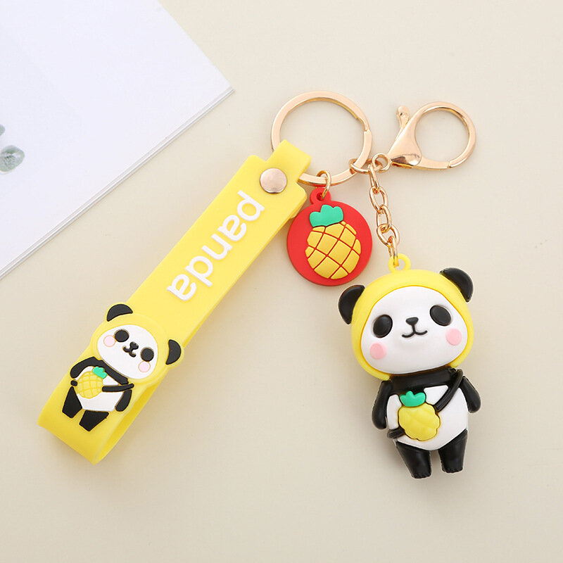 Llaveros colgantes de dibujos animados, bonitos adornos colgantes de Panda, pegamento suave, regalos XMYS240