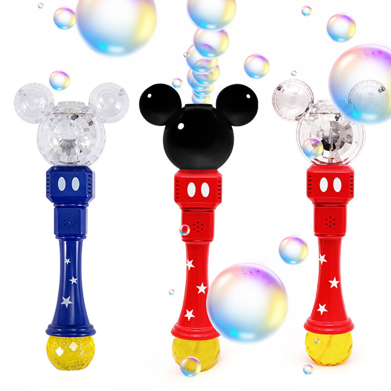 Mainan mesin gelembung listrik tikus kartun lucu untuk anak-anak lampu LED otomatis sabun tongkat gelembung hadiah anak-anak mainan pesta luar ruangan