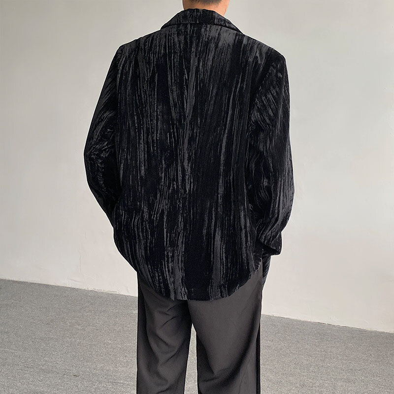 Korean Fashion Men's Velvet Blazers, Loose Shoulder with High Quality Luxury Design, Comfortable Casual Jacket
