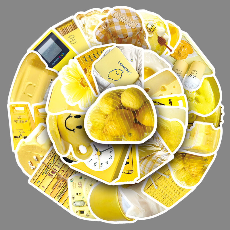 50Pcs Yellow Ins Element Series Graffiti Stickers Suitable for Laptop Helmet Desktop Decoration DIY Sticker Toys Wholesale
