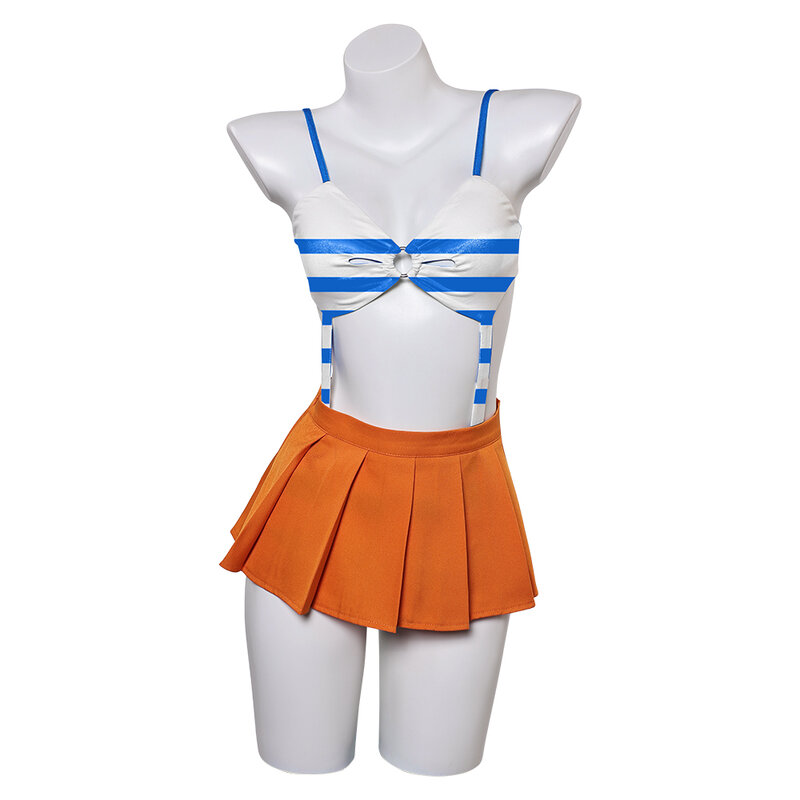 Baju renang Cosplay Nami kostum Bikini pakaian renang Anime Roleplay fantasi untuk pakaian wanita pakaian pesta karnaval Halloween