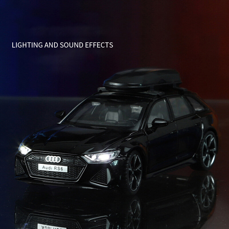 Audi RS6 QufreshStation Wagon Diecasts en alliage et véhicules jouets, modèle de voiture, son et lumière, cadeaux pour enfants, 1:32