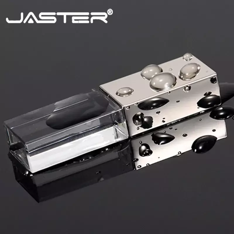Jasterクリスタルusb 2.0 カスタムロゴ 4 ギガバイト 8 ギガバイト 16GGB 32 ギガバイト 64 ギガバイトのusbフラッシュペンドライブ透明ガラス