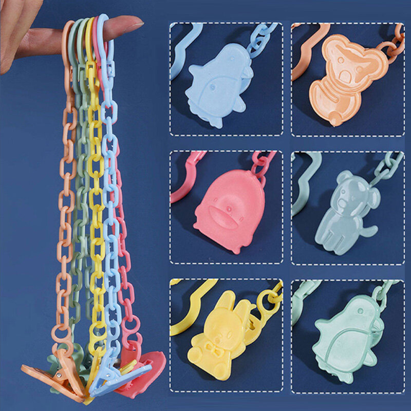 4 pezzi ciuccio per neonati fibbia a catena ciuccio Clip a catena ciuccio per bambini e giocattolo accessori per capezzoli a catena Anti-smarrimento prodotti per bambini
