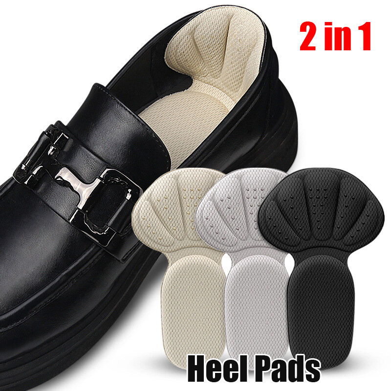 2 in 1 Sneakers Heel Stickers Pads Unisex a forma di T mezza taglia scarpa inserti per la cura dei piedi solette protezione del tallone cuscinetti antiusura