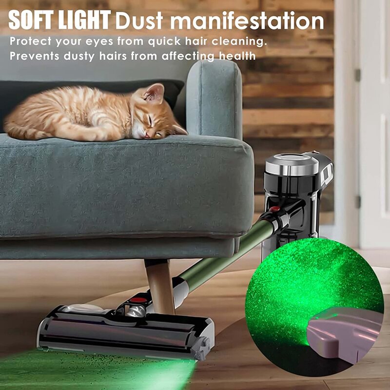 Aspirateur avec affichage de la poussière et lampe LED, nettoyage de la poussière cachée, poils d'animaux, accessoires pour animalerie à domicile