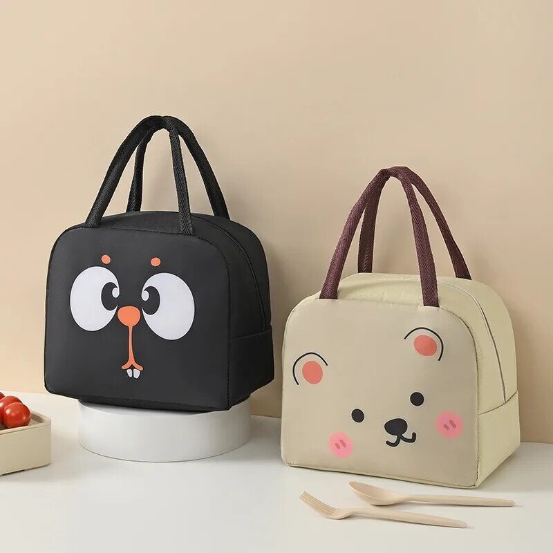 Animal dos desenhos animados Stereo 3D Lunch Bag para crianças, sacos de armazenamento, lancheira de piquenique ao ar livre, Kids Hanging Bag, isolamento, Tote impermeável