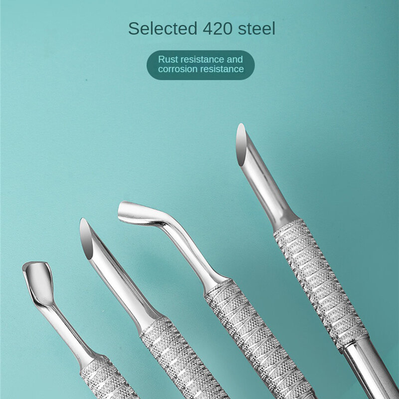 Empurrador de cutícula de aço inoxidável duplo, Manicure Sticks, removedor de unhas, ferramenta manicure para Nail Art