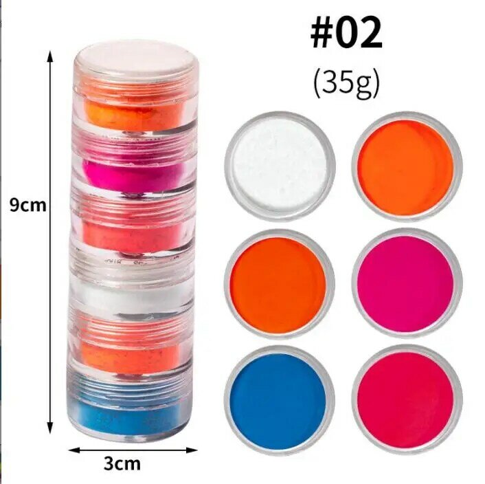 6colors/set Neon Fluorescent Nail Glitter Powder Gradient Fluorescence Glitter Powder For DIY Makeup Eyeshadow Chrome Dust
